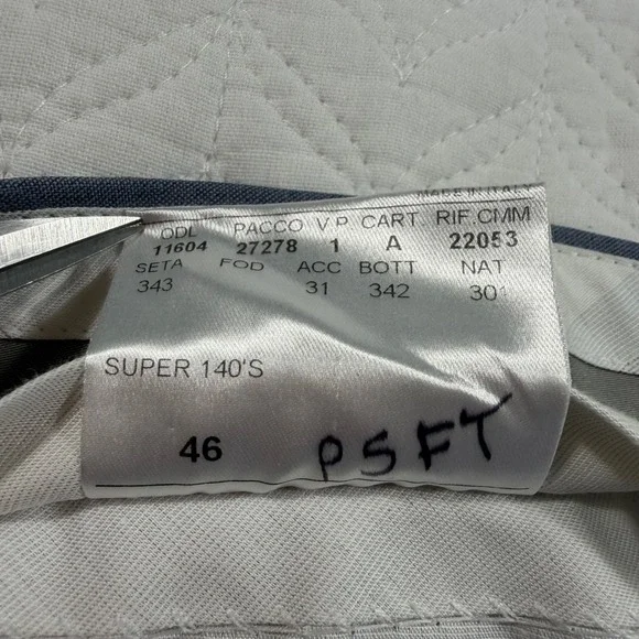 Canali Super 140s Wool Dress Pants Men 38x28 Gray Flat Front Super Fine Tailored